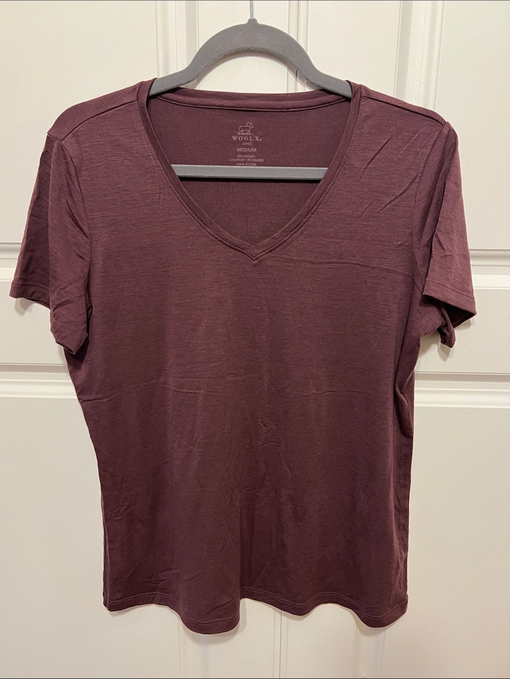 Woolx Junie Lightweight Merino T-Shirt, Womens L,   Purple/Maroon